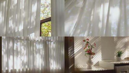 窗帘飘动光影唯美小清新高清在线视频素材下载