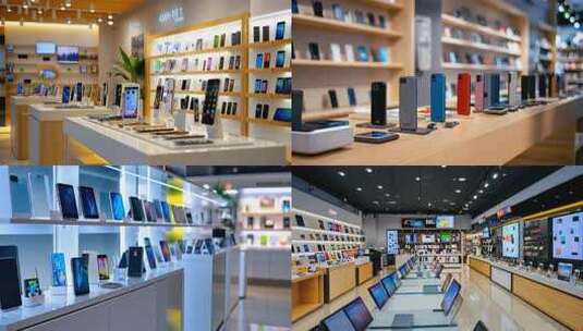 科技零售现代商店电子产品零售空间展示柜台高清在线视频素材下载