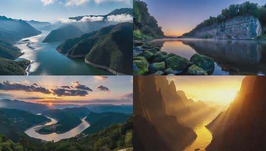 祖国大好河山长江黄河航拍三峡长城风景高清在线视频素材下载