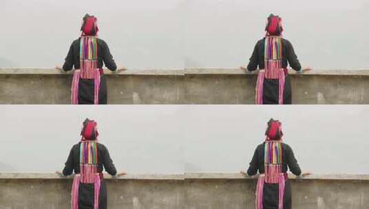 身着民族服饰女子眺望远方高清在线视频素材下载