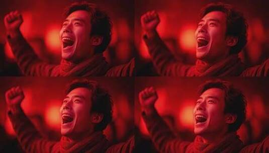 喜悦的年轻男子庆祝胜利成功高清在线视频素材下载