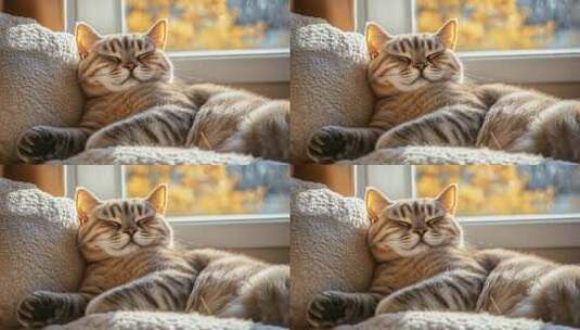 慵懒猫咪享受午后阳光的惬意时光高清在线视频素材下载