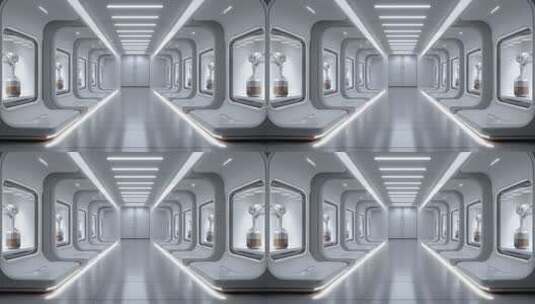 未来实验室白色走廊的科技感展示高清在线视频素材下载