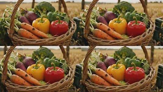 丰收节新鲜蔬菜健康饮食生活视频高清在线视频素材下载