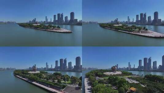 长沙橘子洲景区橘子洲大气航拍高清在线视频素材下载