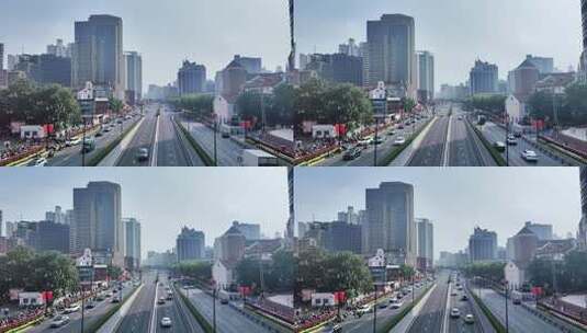 上海徐家汇建筑风光和车流交通高清在线视频素材下载