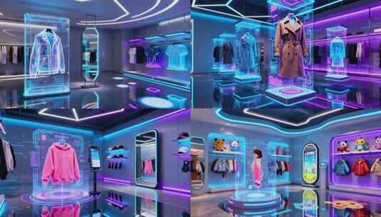 未来虚拟网络购物穿衣试衣数字经济高清在线视频素材下载