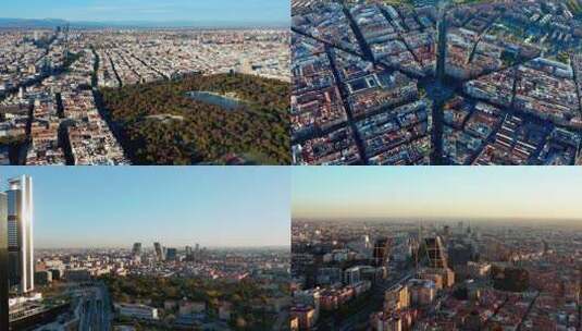 西班牙马德里建筑与城市景观航拍高清在线视频素材下载