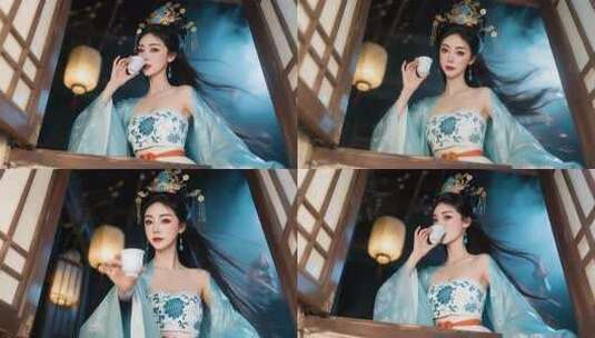 古人喝酒美女喝酒古装美女喝酒高清在线视频素材下载