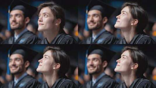 毕业典礼学子眺望未来充满希望高清在线视频素材下载