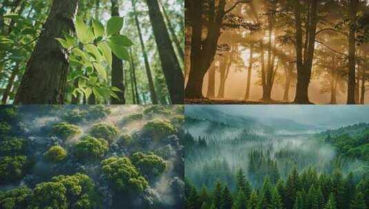 森林树林阳光航拍ai素材原创高清在线视频素材下载