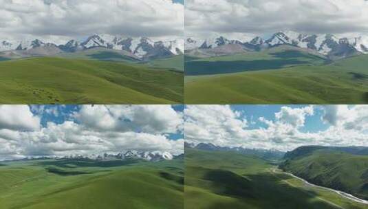 蓝天白云雪山河流壁纸美景高清在线视频素材下载