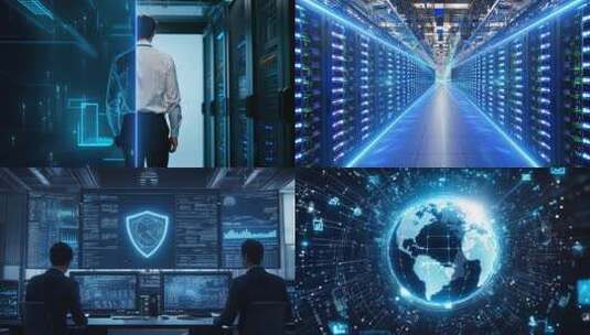 机房数据库服务器算力中心网络大屏幕云计算高清在线视频素材下载