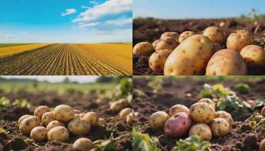 田地里收获的新鲜土豆素材高清在线视频素材下载