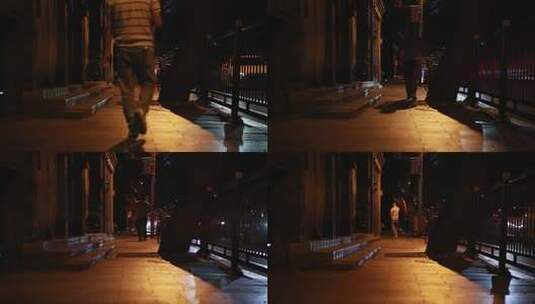 夜晚街道行人画面高清在线视频素材下载