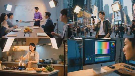 MCN网红主播自媒体团队直播带货内容创作高清在线视频素材下载