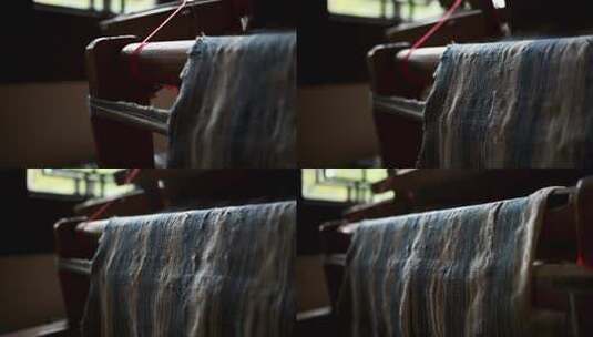 织布机上的纺织细节高清在线视频素材下载