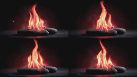 石头之上的火焰象征希望与力量高清在线视频素材下载