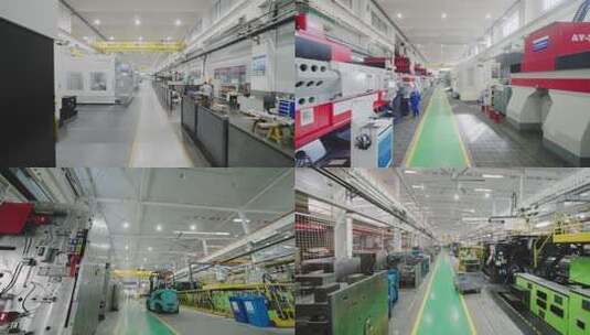 高端的汽车注塑模具车间塑料零部件冲压机床高清在线视频素材下载