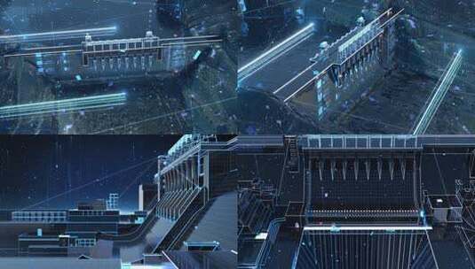 水坝数字科技感展示高清在线视频素材下载