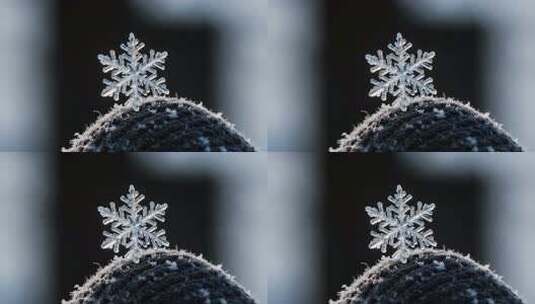 冬天雪花晶体特写唯美冰雪微距视频高清在线视频素材下载