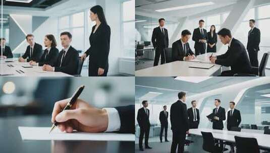 商务会议中的签字仪式高清在线视频素材下载
