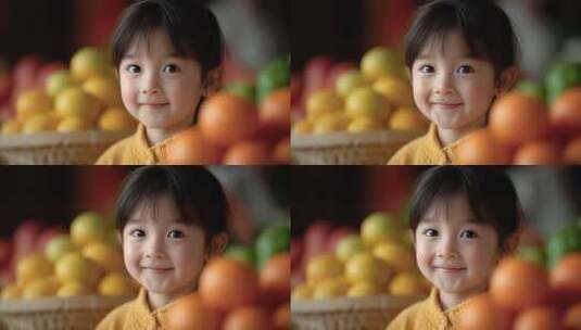 萌娃与水果的甜蜜相遇高清在线视频素材下载