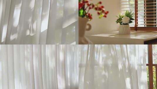 唯美小清新光影窗帘飘动高清在线视频素材下载