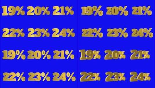 一组黄金百分比数字3d动画移动无缝循环孤高清在线视频素材下载