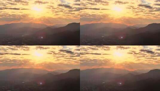 山区城市日出云海高清在线视频素材下载