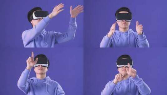 男性使用VR眼镜特写镜头高清在线视频素材下载