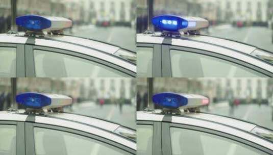 警车上闪烁的闪光灯高清在线视频素材下载