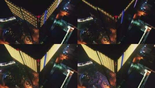 航拍城市高楼亮化高清在线视频素材下载