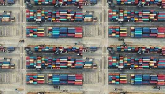 港口里成排的货物集装箱高清在线视频素材下载