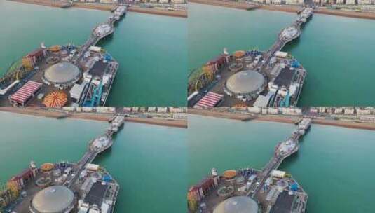 航拍码头游乐场景观高清在线视频素材下载