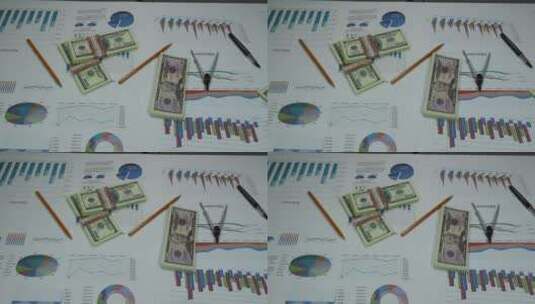 商务图表及金钱展示高清在线视频素材下载