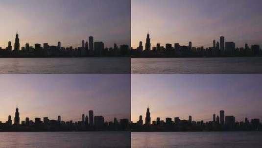 日落中的城市天际线高清在线视频素材下载