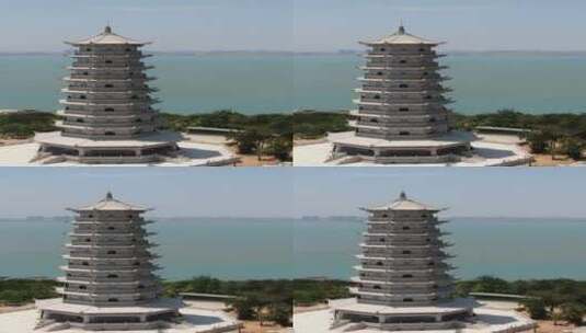 福建湄洲岛5A景区平安塔竖屏航拍高清在线视频素材下载