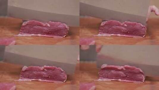 片牛里脊猪里脊肉片高清在线视频素材下载