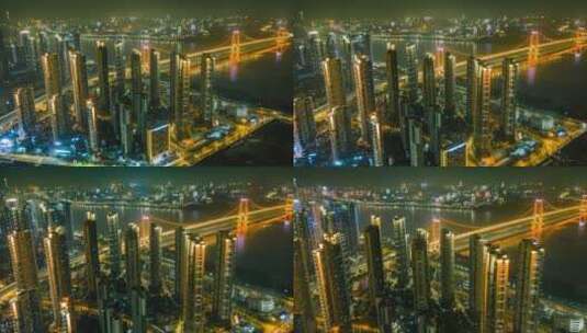 航拍武汉鹦鹉洲大桥高清在线视频素材下载
