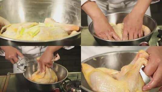 【镜头合集】清洗鸡肉腌制鸡肉高清在线视频素材下载