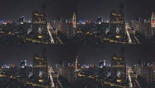 4k航拍深圳南山地标建筑腾讯滨海大厦夜景高清在线视频素材下载