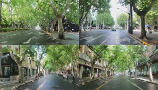 上海封城中的都市街道斑驳光影高清在线视频素材下载