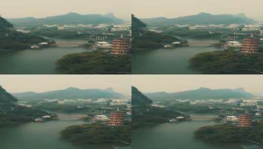 旅游景区广西桂林木龙塔竖屏航拍高清在线视频素材下载