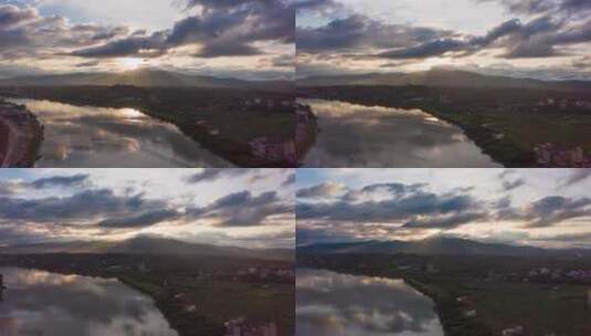 日落耶稣光 东江河高清在线视频素材下载