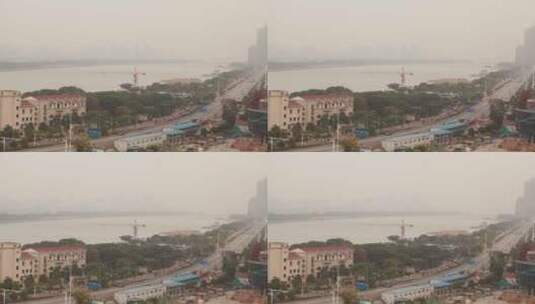 延时 长沙 湘江 城市建设 车流高清在线视频素材下载
