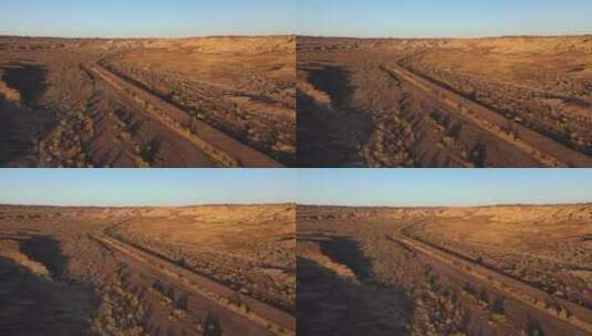 汽车在新疆阿勒泰富蕴县五彩城戈壁荒漠越野高清在线视频素材下载