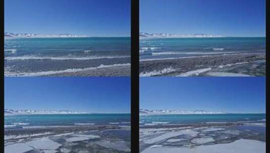 4K航拍高清西藏纳木措湖水高原雪山风景冬季高清在线视频素材下载