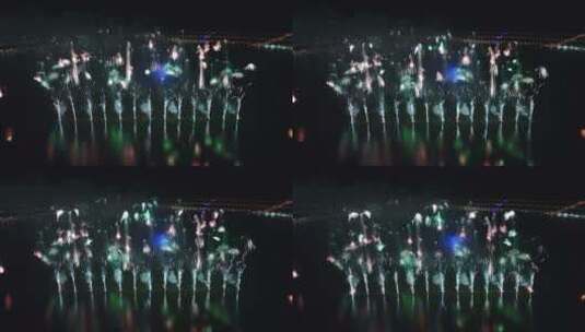 上海临港滴水湖夜景烟花秀【4K】高清在线视频素材下载