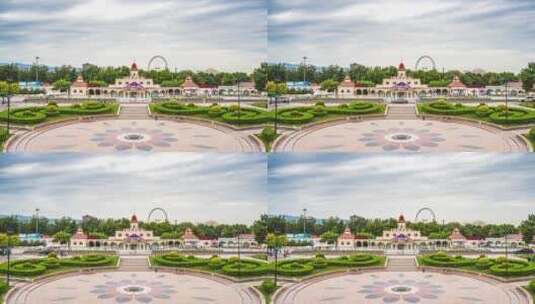 北京石景山八角游乐园广场摩天轮高清在线视频素材下载